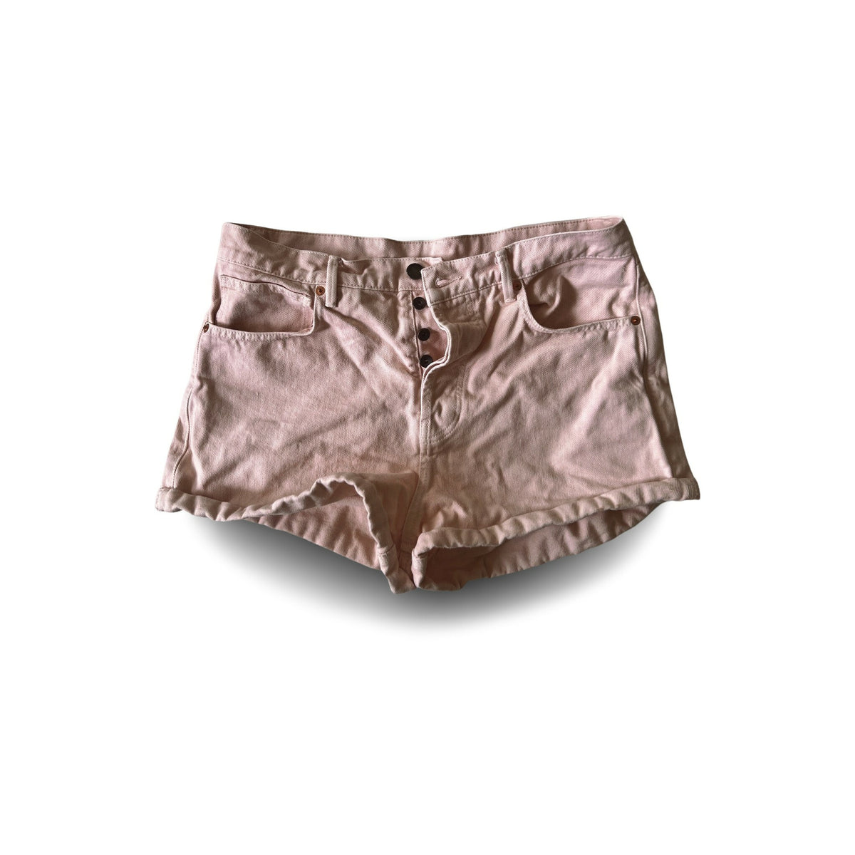 Scandi Minimal Raey Preloved Tahiti Denim Shorts in nude pink