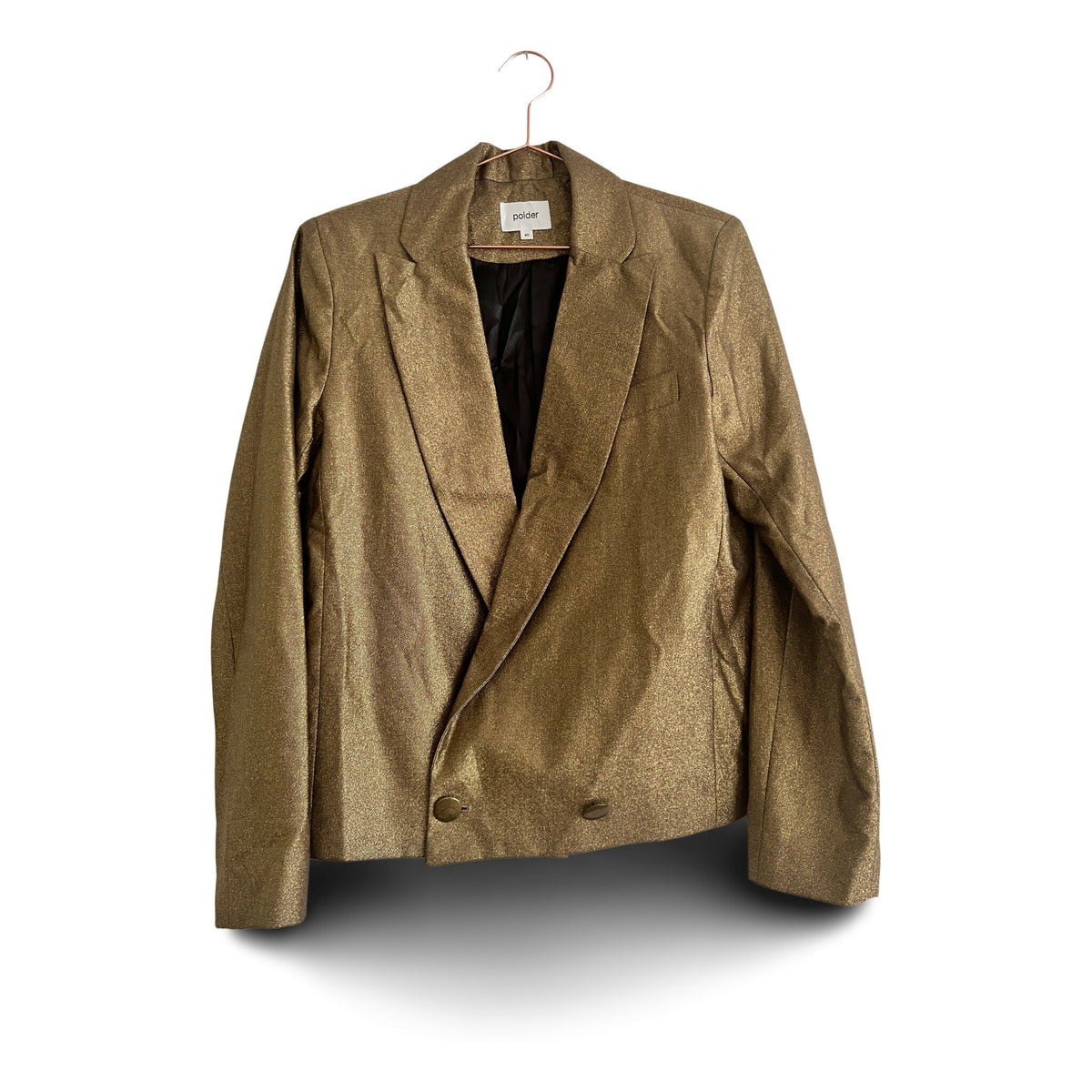 Scandi Minimal Preloved Polder Metallic Button Up Cropped Blazer