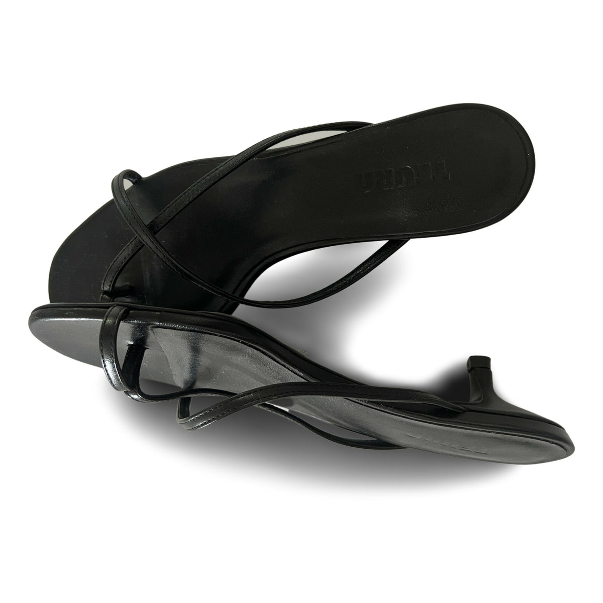 Scandi Minimal Teurn Strappy leather sandalettes in black