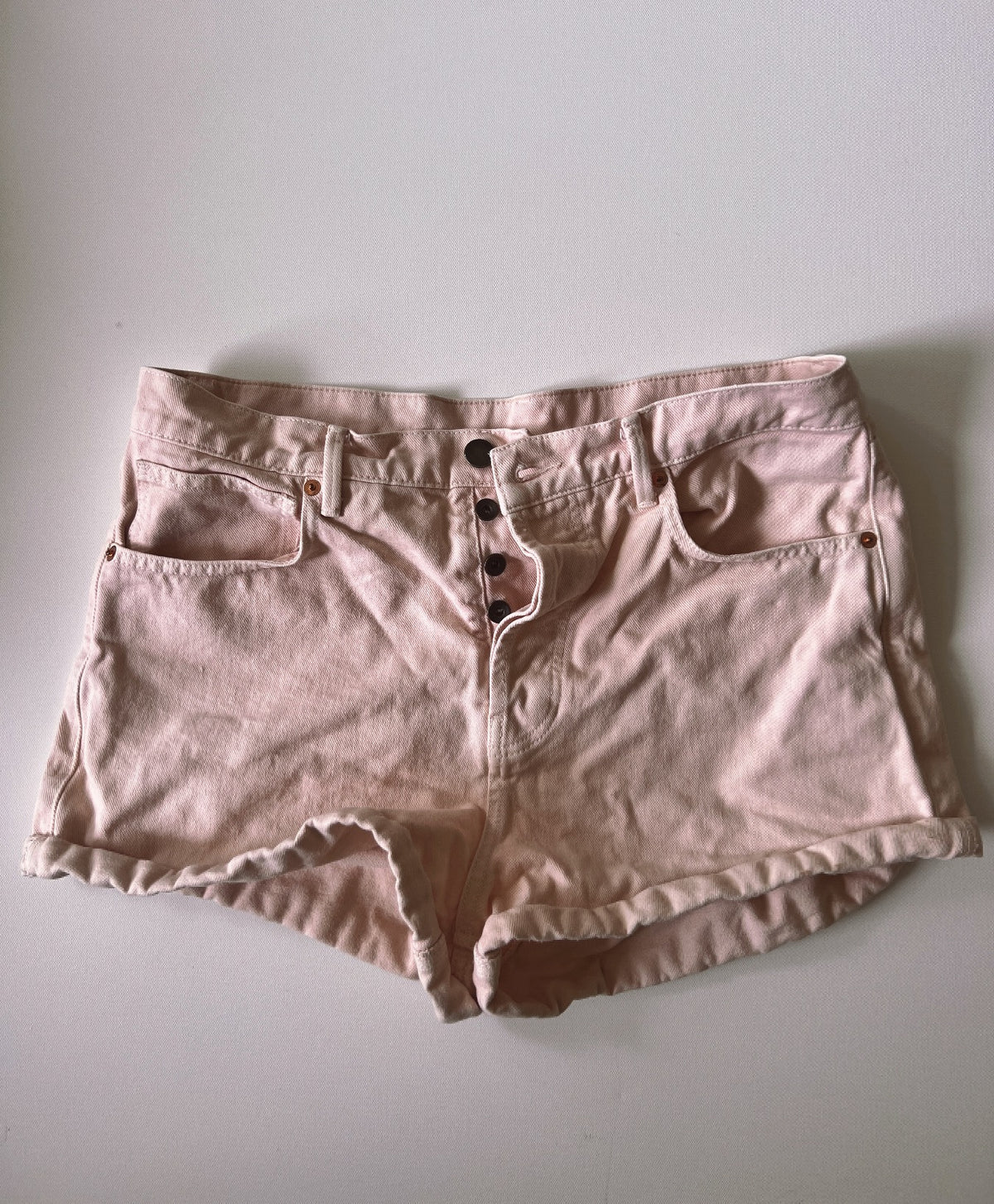 Raey Preloved Tahiti Denim Shorts in nude pink