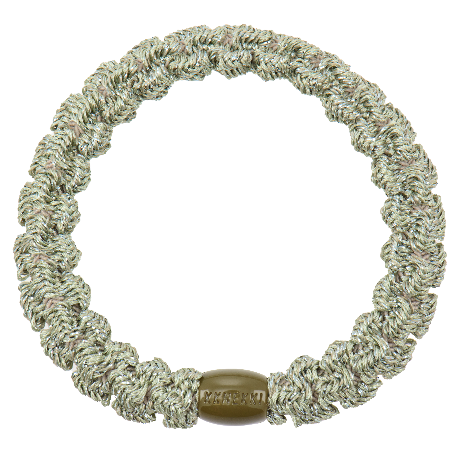 Bon Dep Knekki Hair Tie Lace dusty green glitter