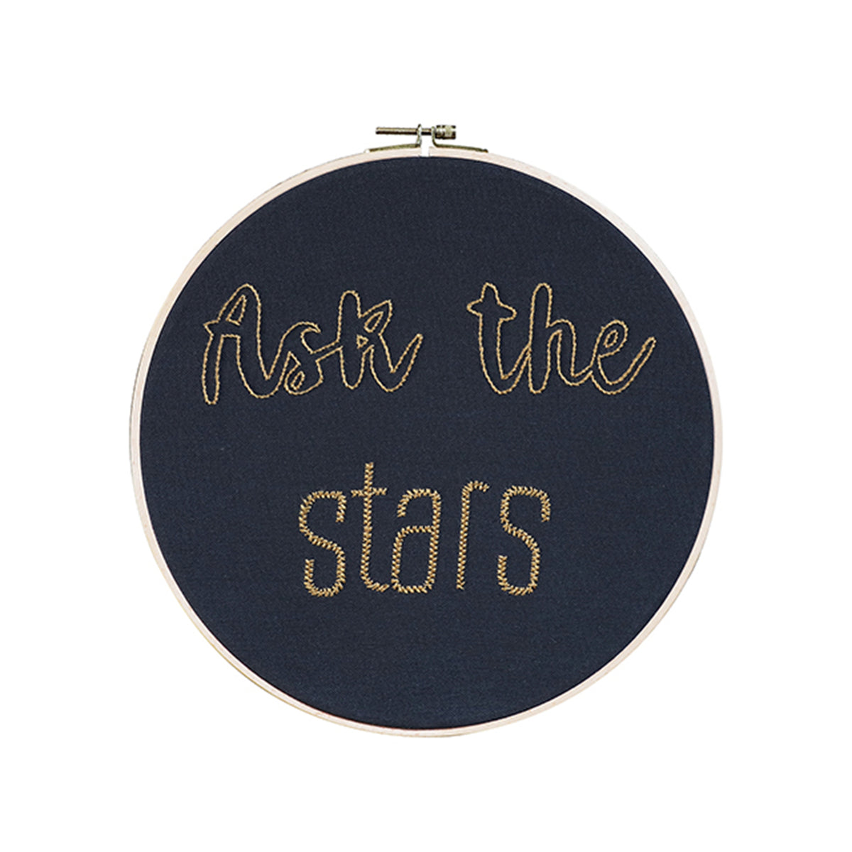 Numero 74 Hoop Quote Ask The Stars Dark Grey-Antique Gold - Scandi Minimal